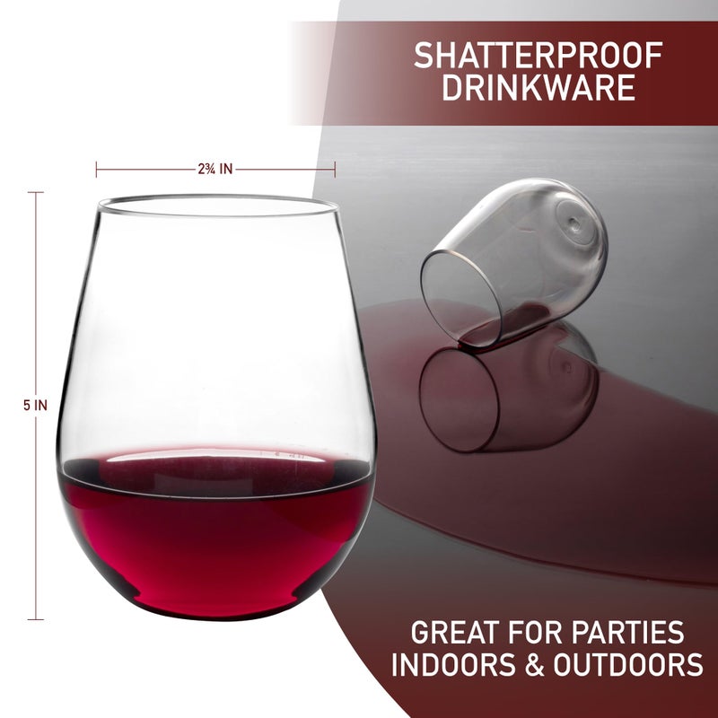 DECO D'Eco Unbreakable Tritan Wine Glasses, 20 oz (Set of 8) â€“ Shatterproof, Crystal-Clear, BPA-Free Plastic Tumblers â€“ Indoor/Outdoor Cups for Entertaining & Holiday Gatherings - Xmas Must Have Gift Set - Image 4